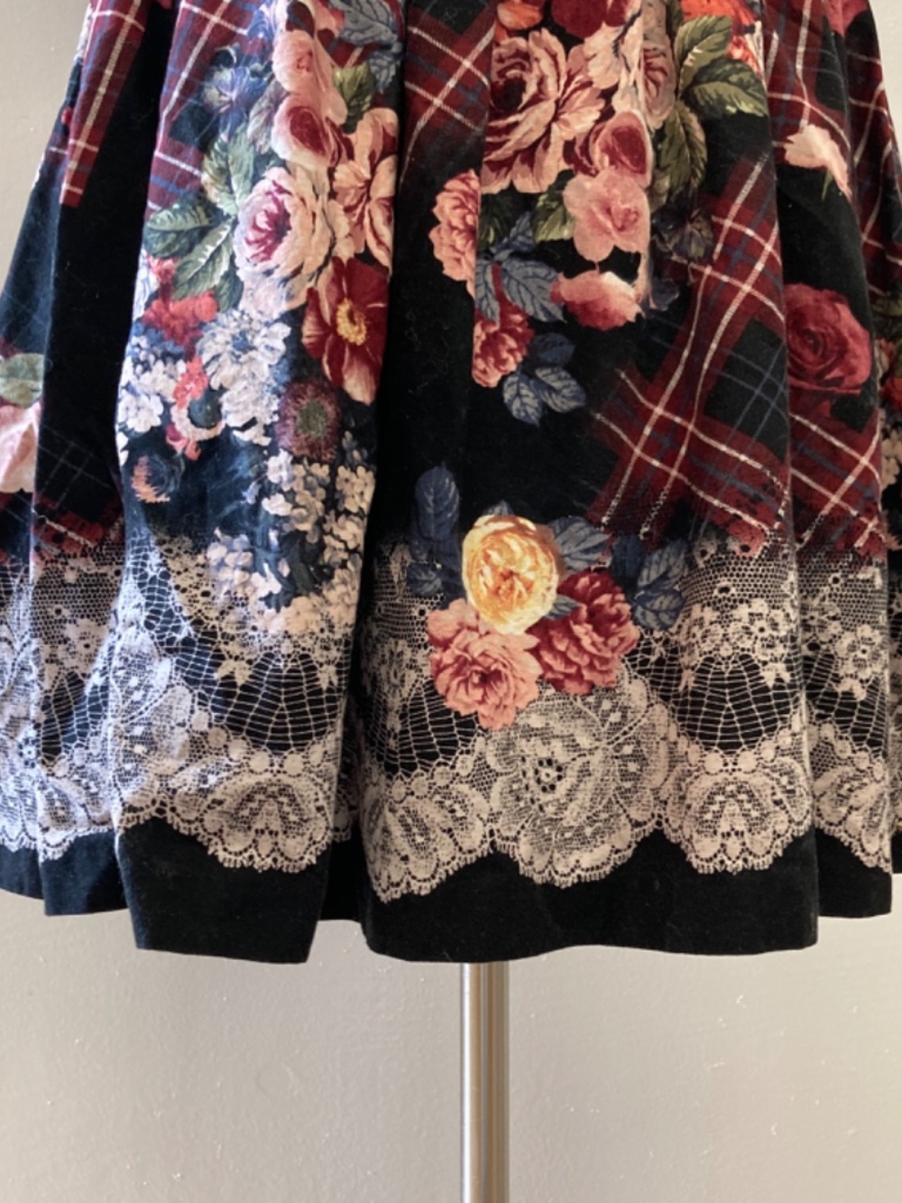 ModCloth Retro A Line Sweetheart Dress Pocket Brown Floral Plaid Country Cottage - Picture 8 of 10